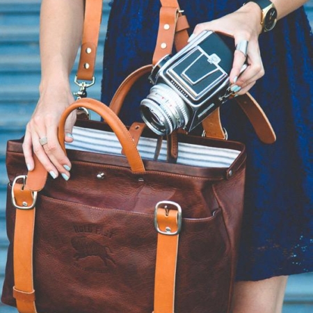 RCB01-BR-SI Roamographer | An American Bison Leather Camera Bag
