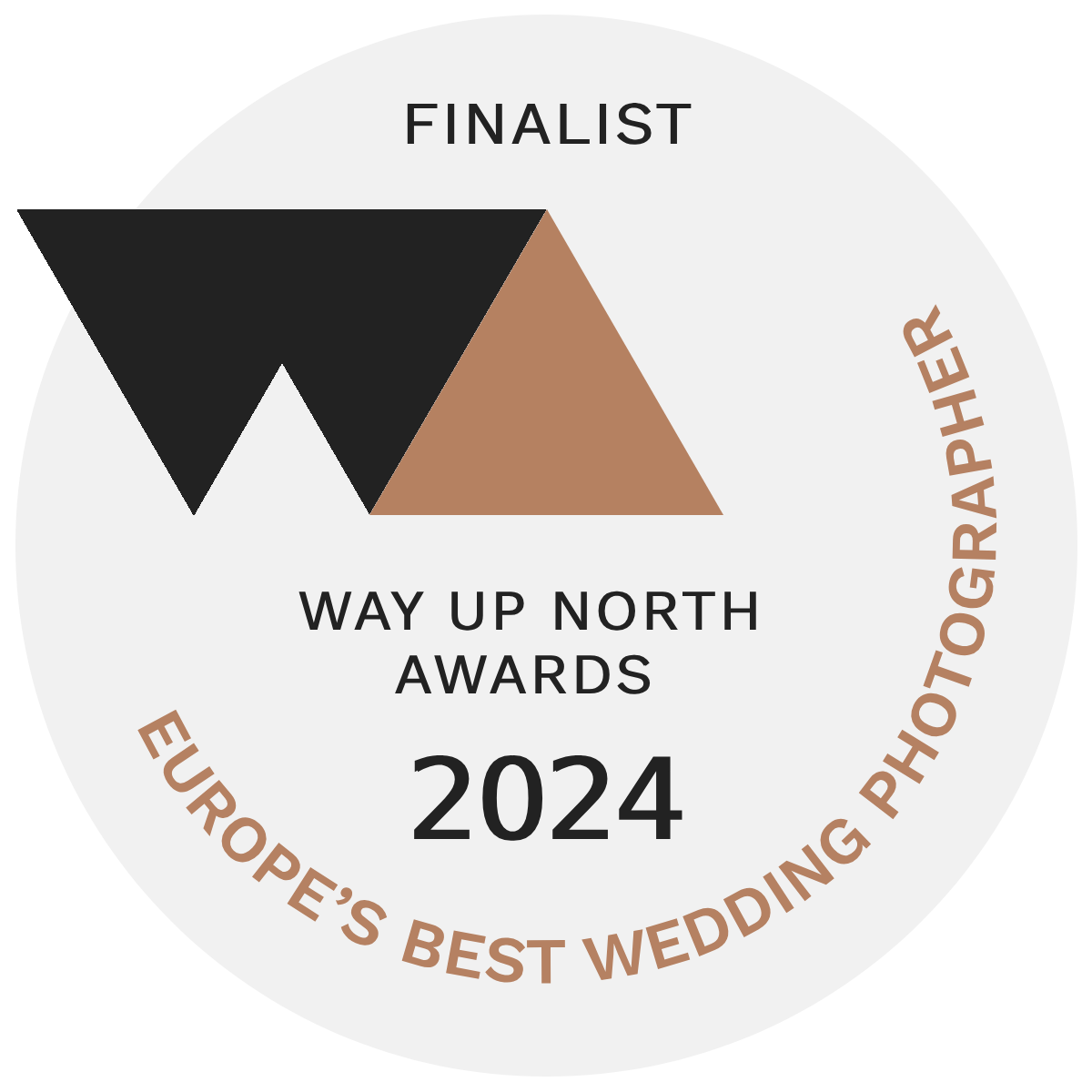 Europe’s Best Wedding Photographer finalist at the 2024 Way Up North Awards