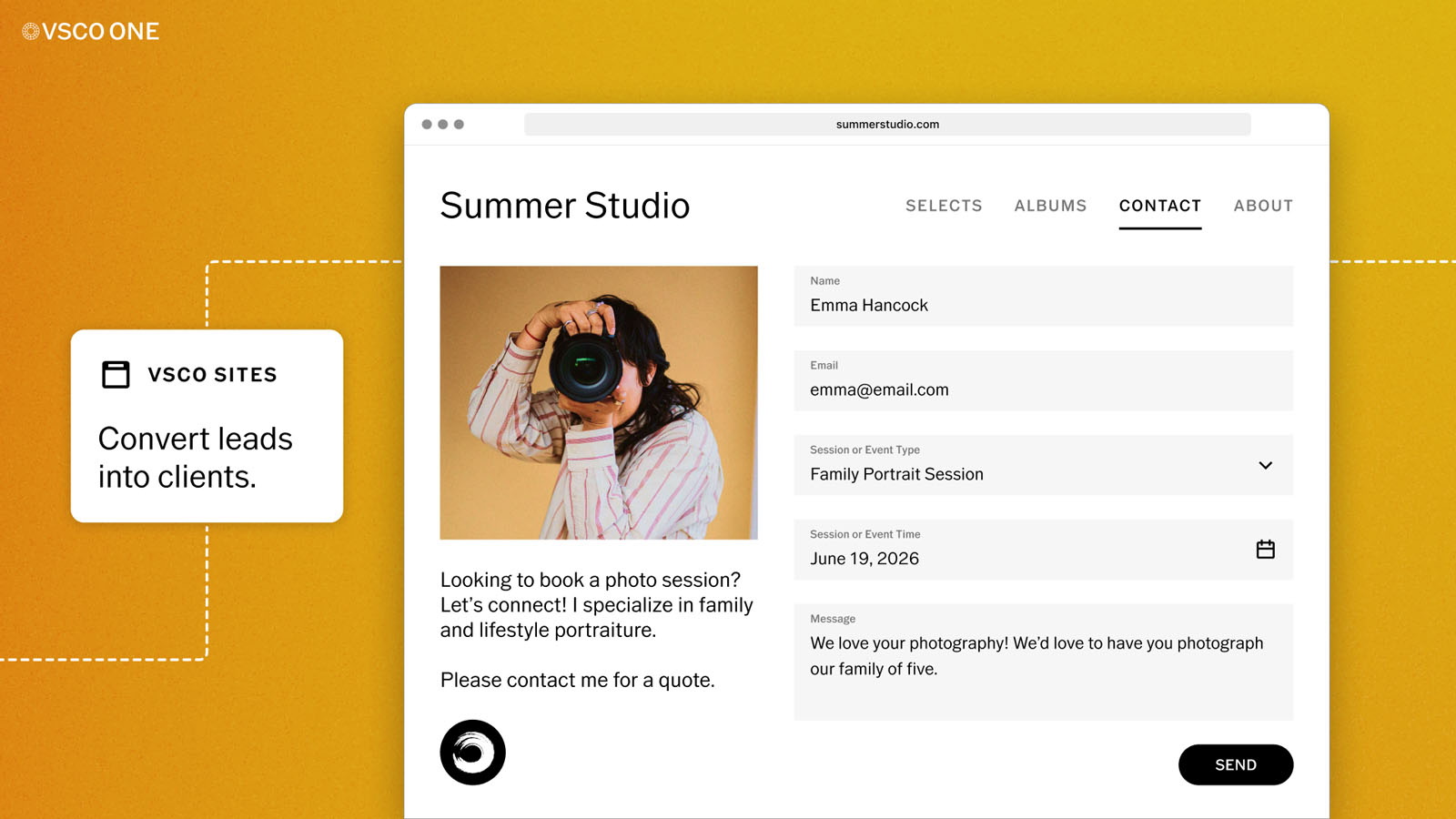 VSCO Sites, the portfolio site builder inside VSCO One